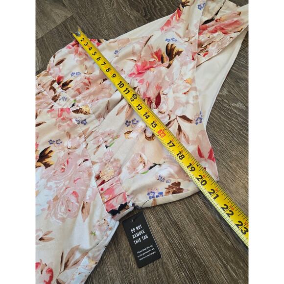 NWT Express Linen Blend Floral Tiered Midi Dress Size XL Romantic  Cottagecore